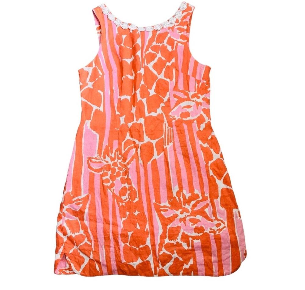 Lilly Pulitzer X Target Orange Pink Giraffe Dress Size 8